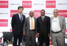 L-R Daisuke Nakamura (MD, ROHM Semiconductor India), Britto Edward Victor (Design Centre Head, ROHM Semiconductor India), Dr. Pavana Pothapragada (CEO and MD, Simlife Electric Pvt.Ltd.) and Vijay Bolloju (Manager, Applic