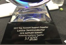 Lattice Semiconductor Named a Juniper Networks 2017 Top Account Support Supplier of the Year