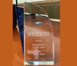 RECOM Power recognizes Digi-Key Electronics with the Distributor of the Year Award for 2020 RECOM Power recognizes Digi-Key Electronics with the Distributor of the Year Award for 2020