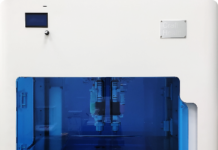 Outside view of the Craft Health 3D printer including the ViscoTec print head