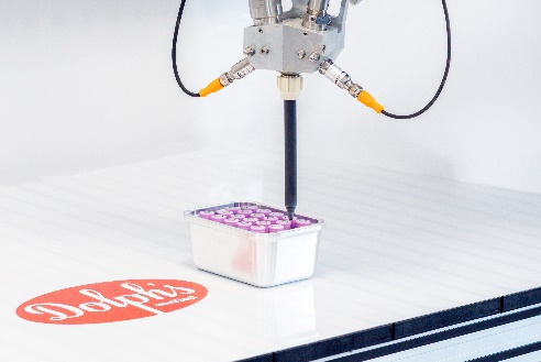 Pictures of the dispensing tests at ViscoTec's technical center