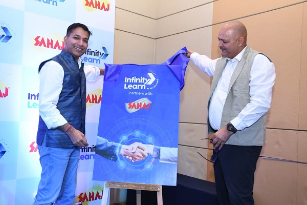 Infinity Learn partners with Sahaj. Left - Ujjwal Singh (Founding CEO Infinity Learn by Sri Chaitanya) Right - Rishi Raj Singh (COO, Strategy and Operations Sahaj)